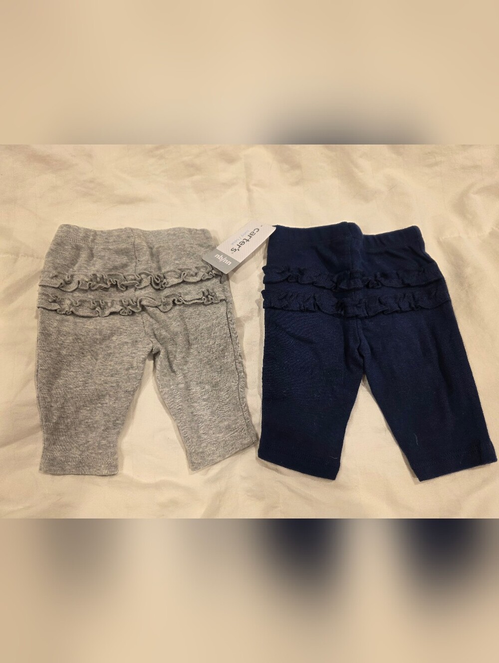 Carter's Ruffle Baby Leggings - Gray & Navy
